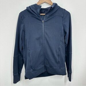 Lululemon Size 4 Navy Blue Cotton‎ Blend Hooded Full Zip Sweatshirt Loungewear